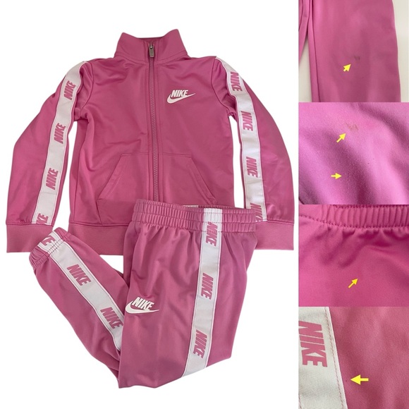 Nike Kids Pink Matching Set Zip Up Tracksuit with Logo Accents Girls 4 XS - Picture 1 of 14